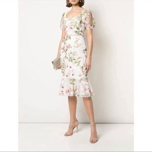 MARCHESA NOTTE White floral lace dress